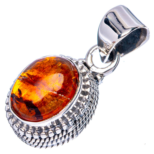 Amber Pendant 7/8" (925 Sterling Silver) P42719