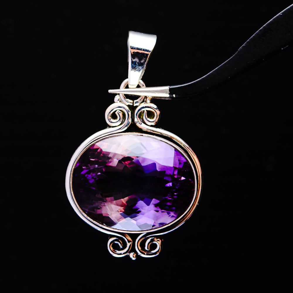 21.82ct Faceted Brazilian Amethyst Pendant 1 5/8" (.925 Sterling Silver)