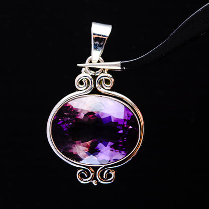 21.82ct Faceted Brazilian Amethyst Pendant 1 5/8" (.925 Sterling Silver)