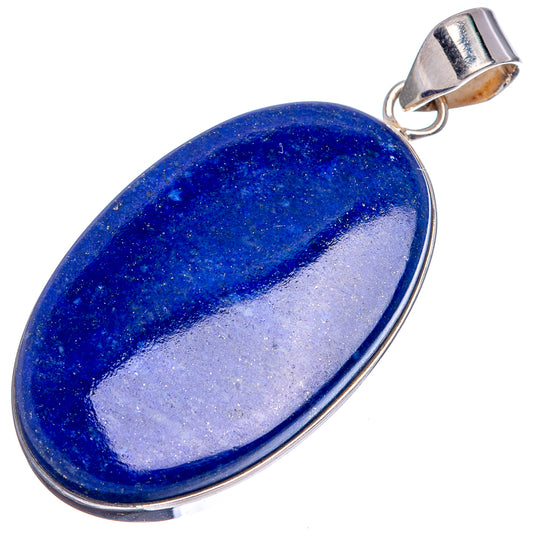 Oval lapis lazuli pendant with silver bezel and top bail, .925 sterling