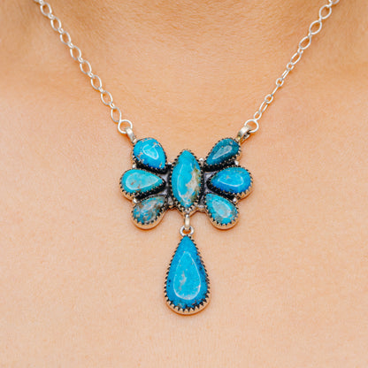 Southwestern Style Ithaca Peak Turquoise Necklace 19" (.925 Sterling Silver)