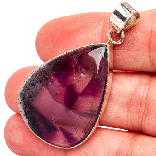 Sterling silver amethyst pendant with teardrop stone and loop bail