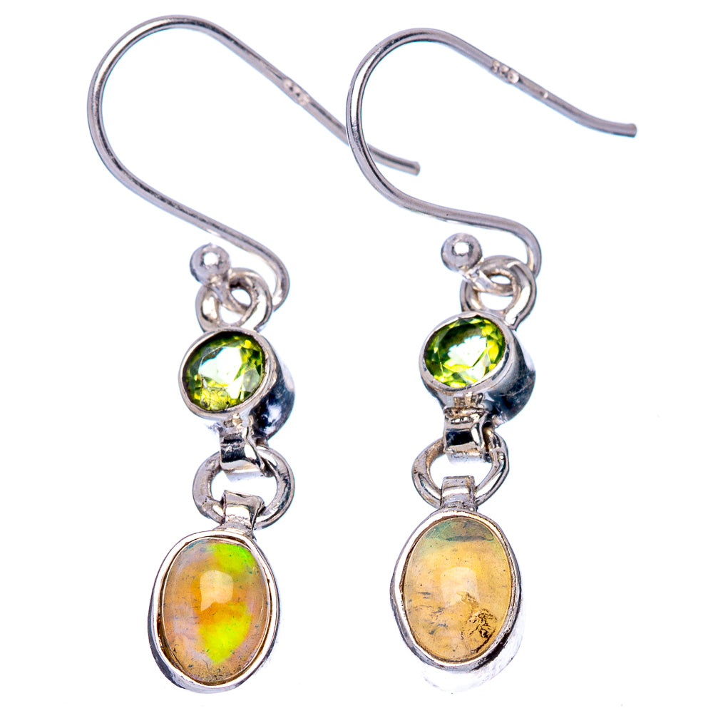 Rare Ethiopian Opal, Peridot Earrings 1 3/8" (925 Sterling Silver) E1401