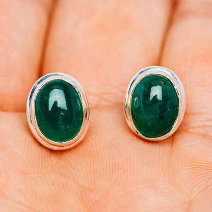 Premium Zambian Emerald Earrings 3/8" (.925 Sterling Silver)