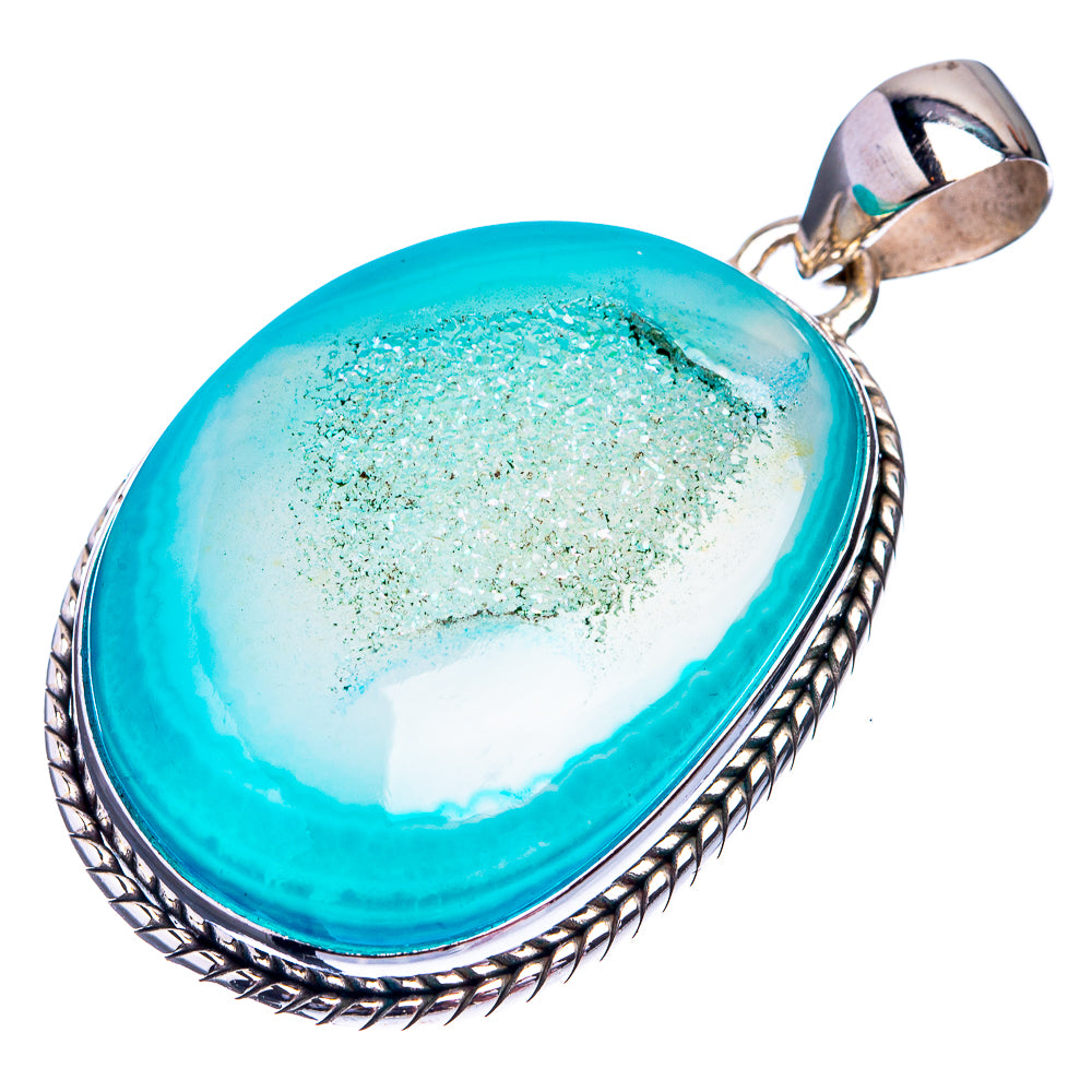 Chalcedony Druzy Pendant 1 7/8" (925 Sterling Silver) P38832