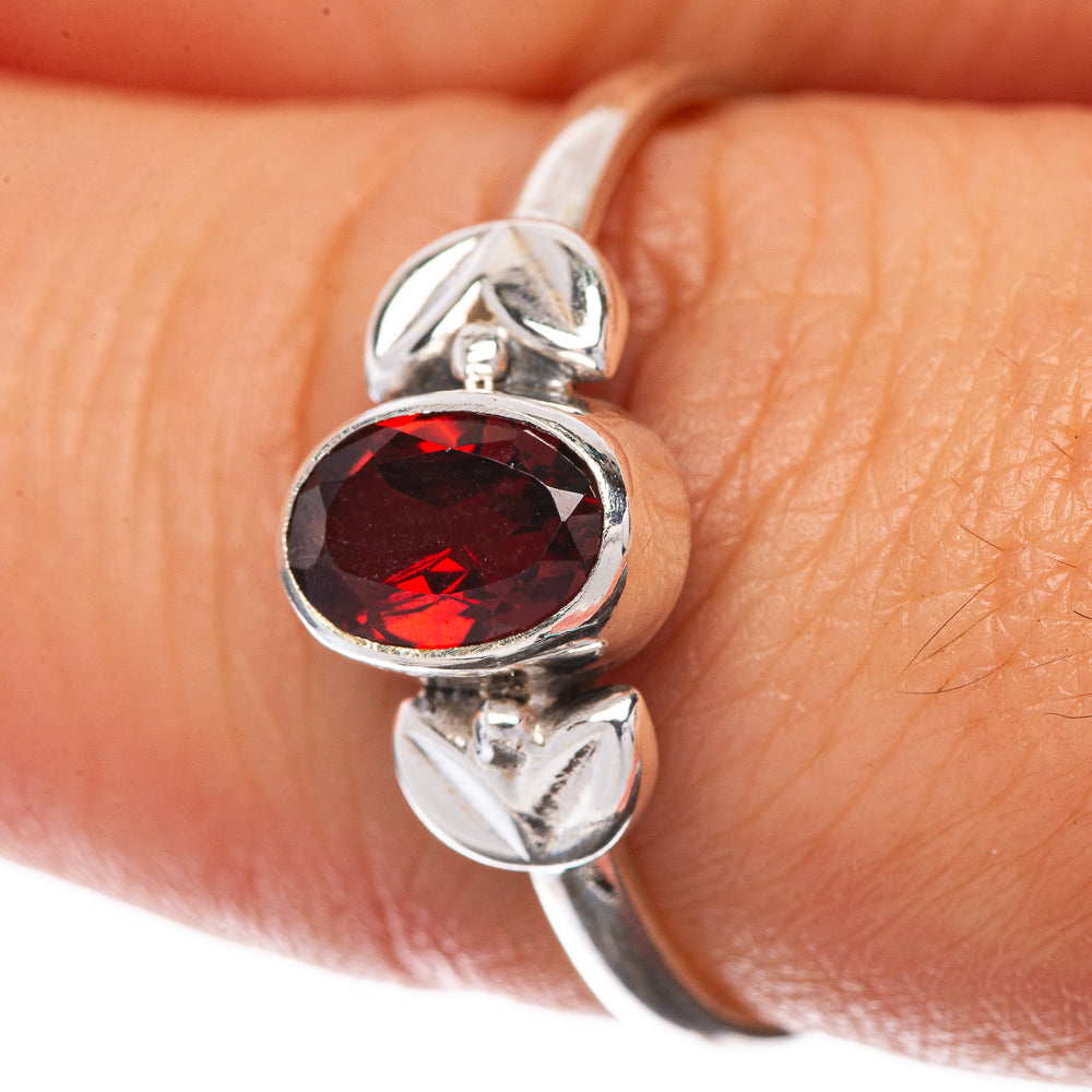 Garnet Dainty Ring Size 8.25 (925 Sterling Silver) R145266