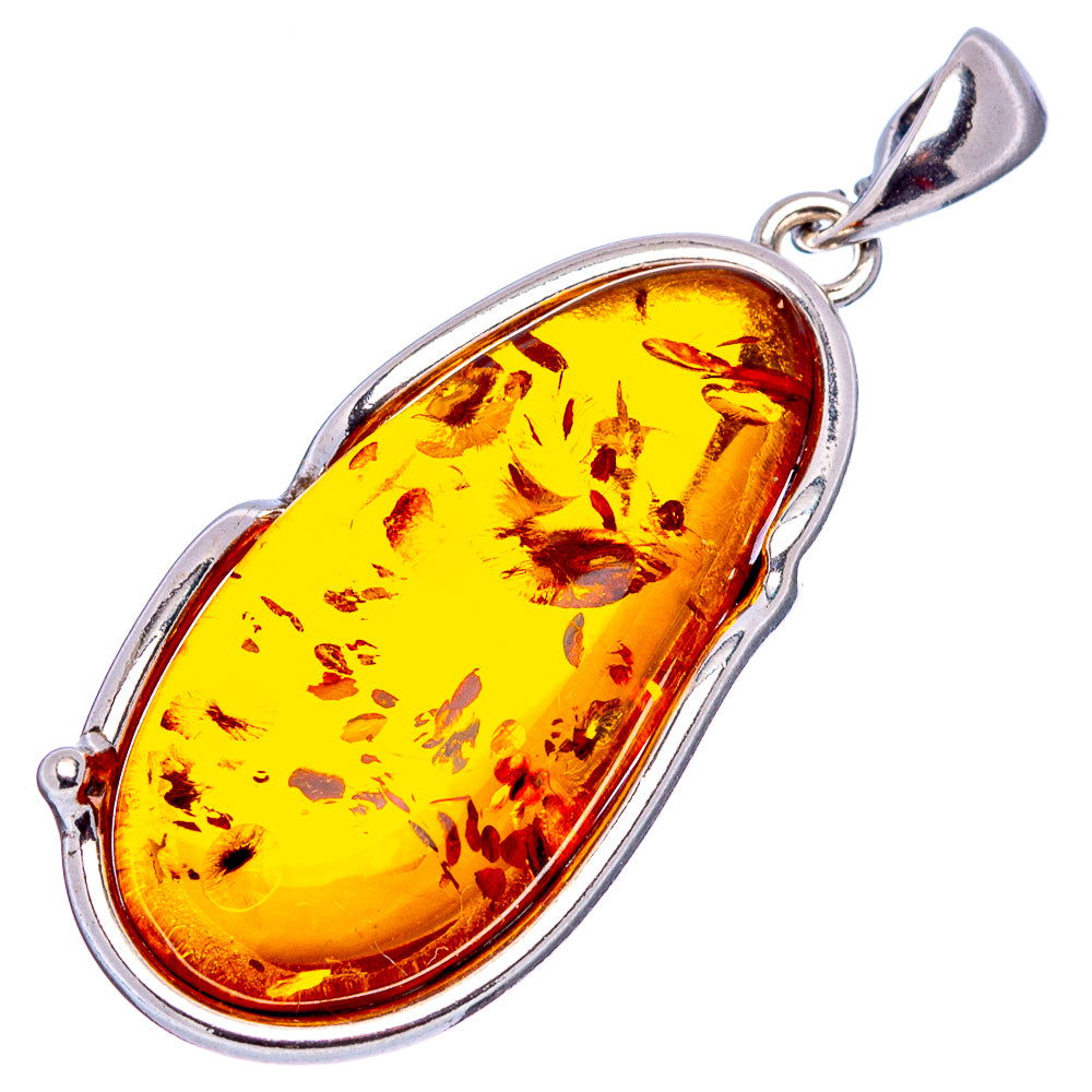 Baltic Amber Pendant 1 5/8" (.925 Sterling Silver)