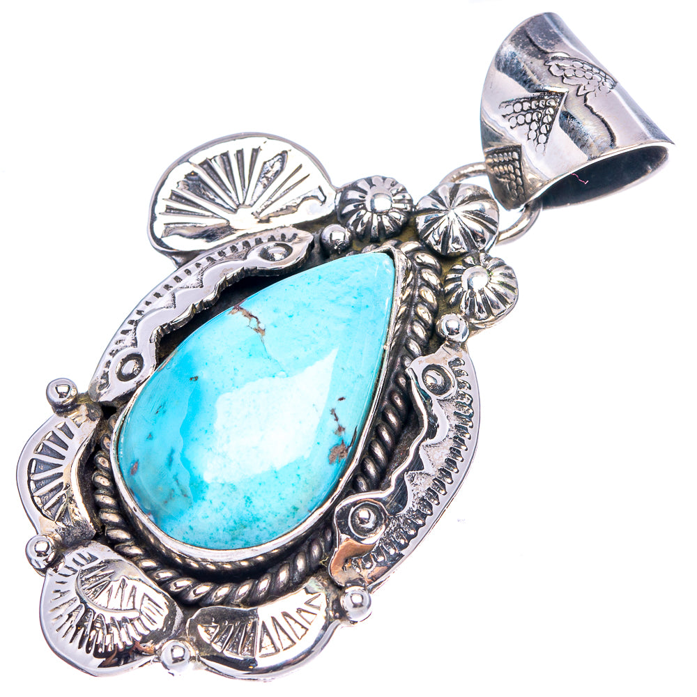 Exclusive Native Style Golden Hills Turquoise Pendant 2 1/8" (.925 Sterling Silver)