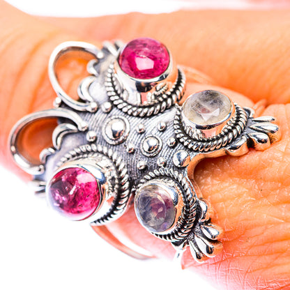 Large Pink Tourmaline, White Quartz Ring Size 9 (925 Sterling Silver) RING140254