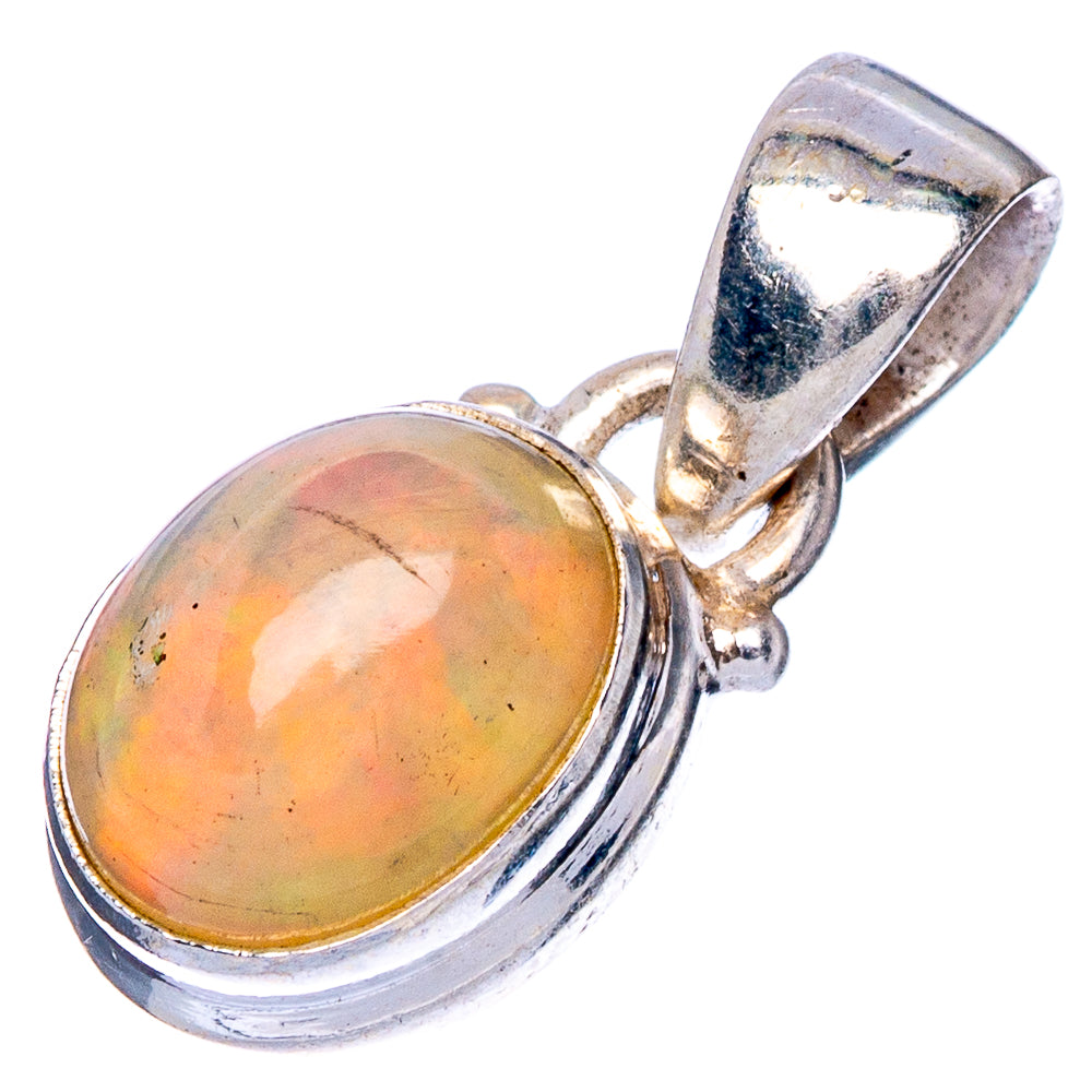 Oval Ethiopian opal pendant in 925 sterling silver, with openwork bail and bezel