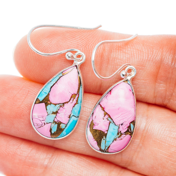 Cotton Candy Turquoise Earrings 1 3/8" (.925 Sterling Silver)