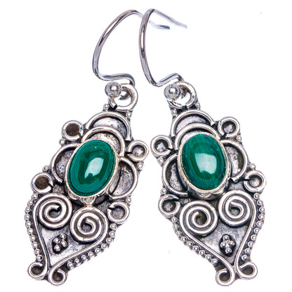 Malachite Earrings 1 1/2" (925 Sterling Silver) E433259
