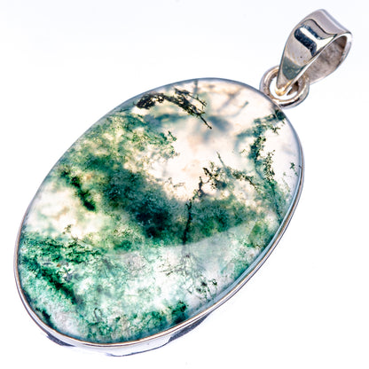Premium Green Moss Agate Pendant 1 3/4" (.925 Sterling Silver)