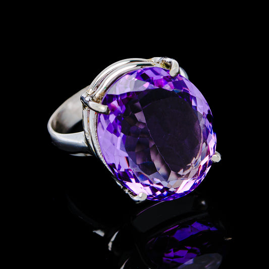 11.86ct Faceted Brazilian Amethyst Ring Size 7.5 (.925 Sterling Silver)