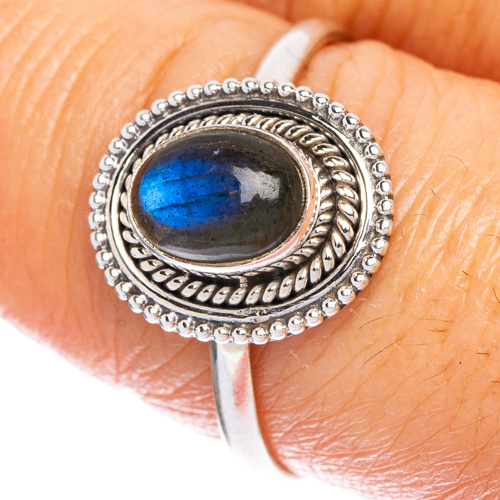 Labradorite Dainty Ring Size 8.75 (925 Sterling Silver) R1008
