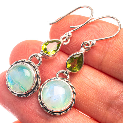 Green Moonstone, Peridot Earrings 1 1/2" (925 Sterling Silver) E432373