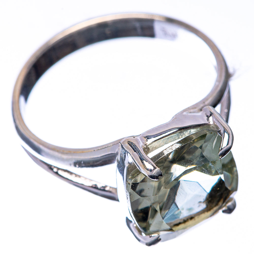 Faceted Green Amethyst Ring Size 6.75 (925 Sterling Silver) R145139