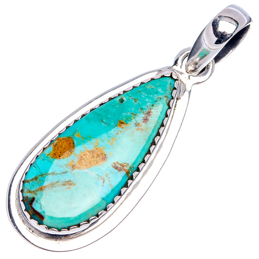 Turquoise teardrop pendant with .925 sterling silver frame and top loop