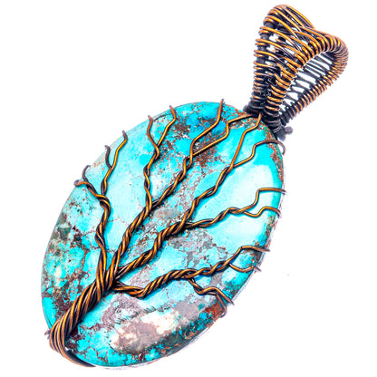 Turquoise Tree of Life Pendant 2 1/4" (Oxidized Copper)