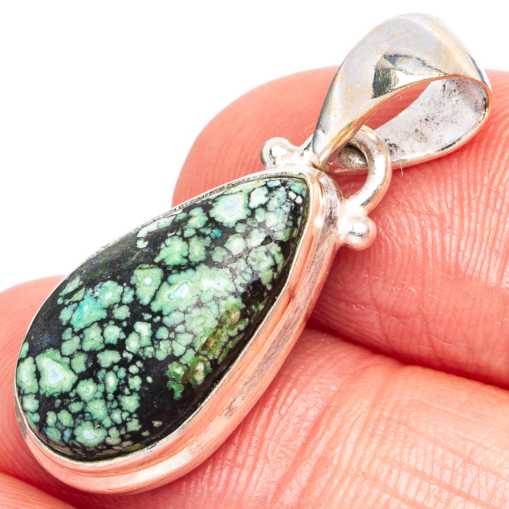 Rare Arizona Spider Web Turquoise Pendant 1 1/4" (925 Sterling Silver) P43314