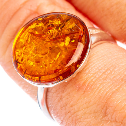 Baltic Amber Ring Size 8 Adjustable (.925 Sterling Silver)