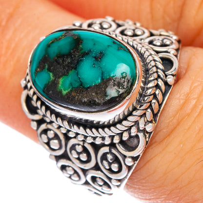 Tibetan Turquoise Ring Size 6.75 (925 Sterling Silver) R1304