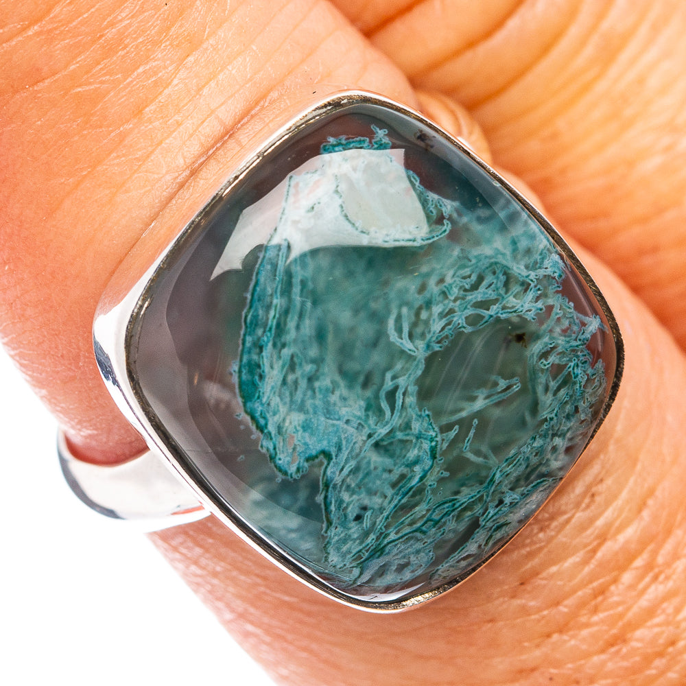 Premium Green Moss Agate Ring Size 8 Adjustable (.925 Sterling Silver)