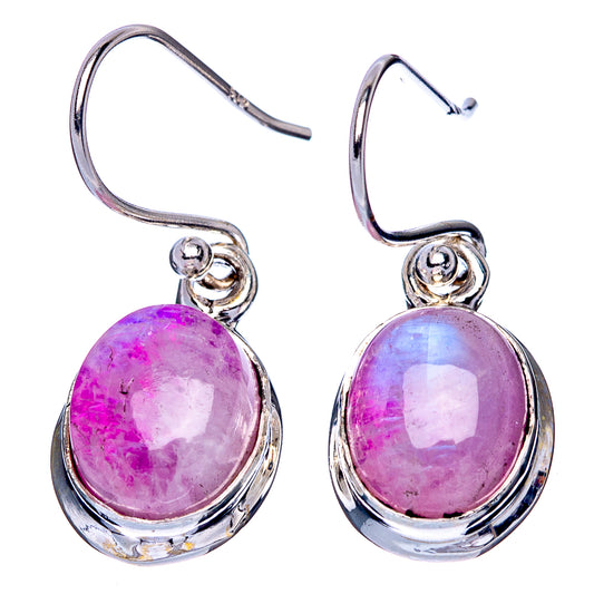 Pink Moonstone Earrings 1 1/8" (925 Sterling Silver) E1381