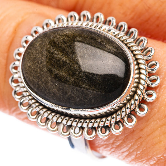 Gold Obsidian Ring Size 9.75 (925 Sterling Silver) R1972