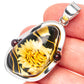 Amber Intaglio Sunflower Pendant 1 3/4" (925 Sterling Silver) P42572