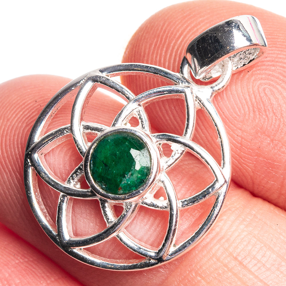 Green Sillimanite Dainty Pendant 1 1/8" (925 Sterling Silver) P39141
