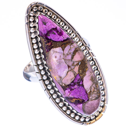 Purple Copper Composite Turquoise Large Ring Size 8.75 (925 Sterling Silver) R1763