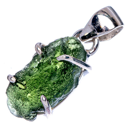 Rare Czech Moldavite Pendant 1 1/8" (925 Sterling Silver) P40349