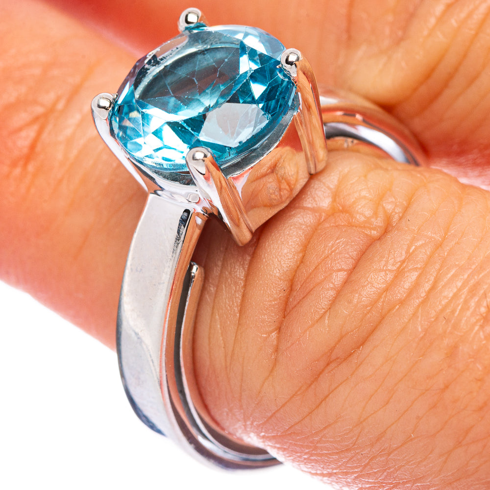 Rare Blue Topaz Ring Size 7.75 (925 Sterling Silver) R145984