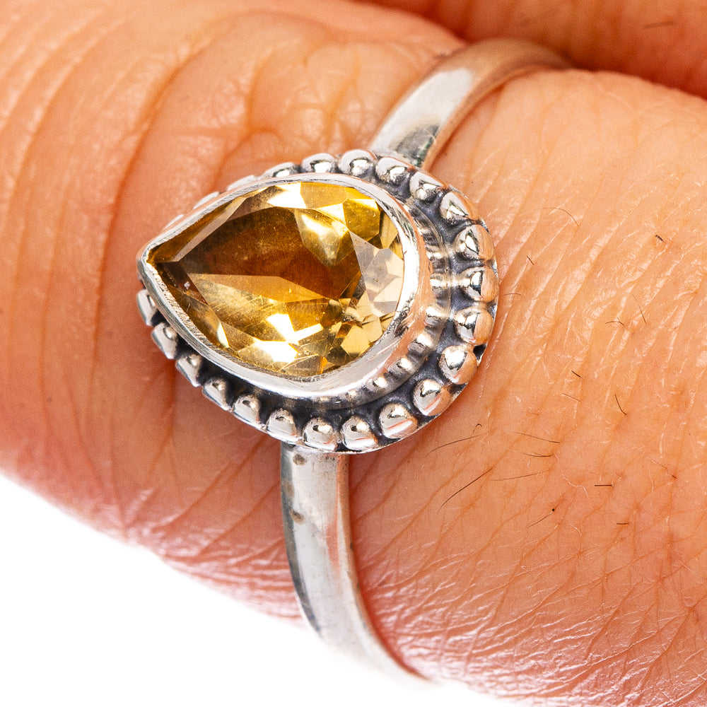 Faceted Citrine Dainty Ring Size 8.75 (925 Sterling Silver) R1085