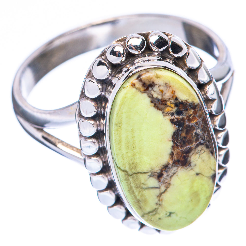 Lemon Chrysoprase Ring Size 9.75 (925 Sterling Silver) R1968