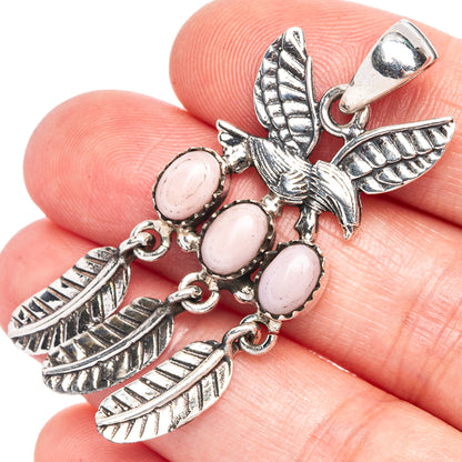 Pink Opal Bird Pendant 1 7/8" (925 Sterling Silver) P40242
