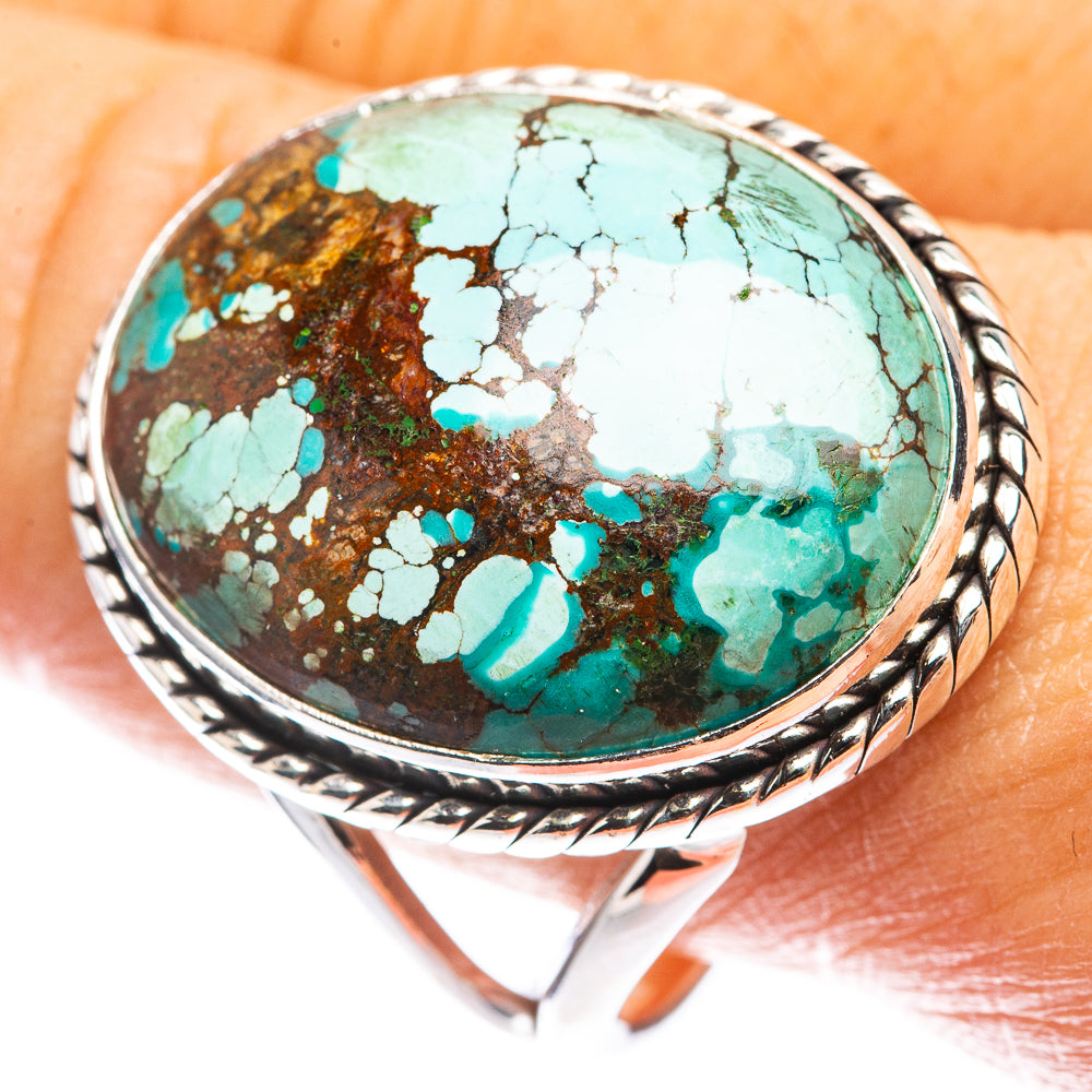 Large Tibetan Turquoise Ring Size 11 (925 Sterling Silver) R142740