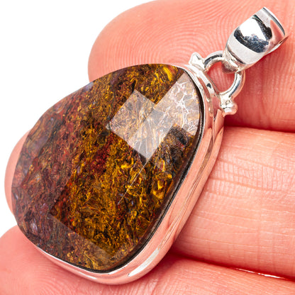 Rare Golden Pietersite 925 Sterling Silver Pendant 1 1/2" (925 Sterling Silver) P42651