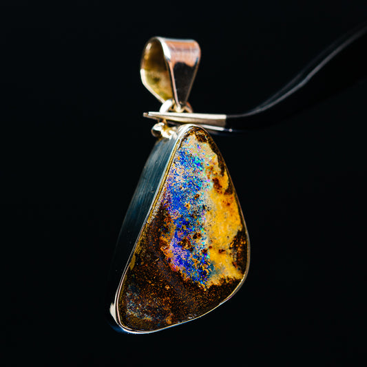 Premium Australian Boulder Opal Pendant 1 5/8" (.925 Sterling Silver)