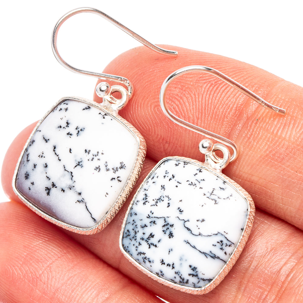 Dendritic Opal Earrings 1 1/4" (925 Sterling Silver) E2308
