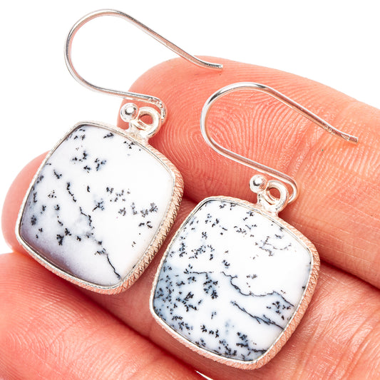 Dendritic Opal Earrings 1 1/4" (925 Sterling Silver) E2308