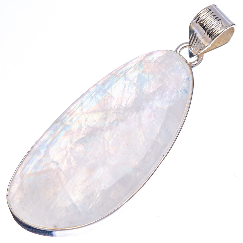 Premium Huge Rainbow Moonstone Pendant 2 1/8" (.925 Sterling Silver)