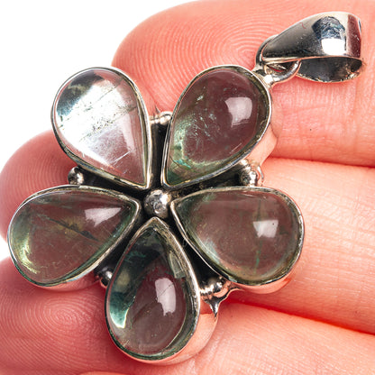 Blue Fluorite 925 Sterling Silver Pendant 1 1/2"
