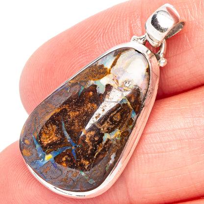 Rare Boulder Opal Pendant 1 3/8" (.925 Sterling Silver)