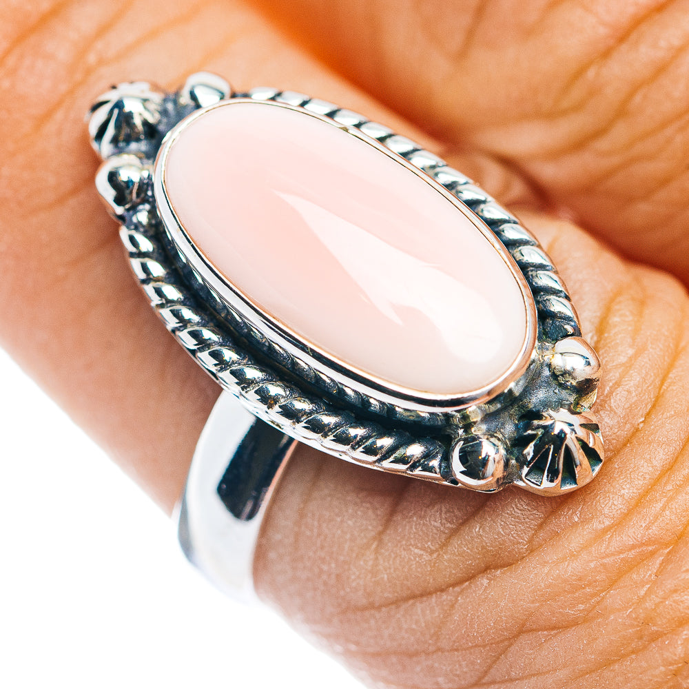 Premium Southwestern Style Pink Queen Conch Shell Ring Size 8 (.925 Sterling Silver)