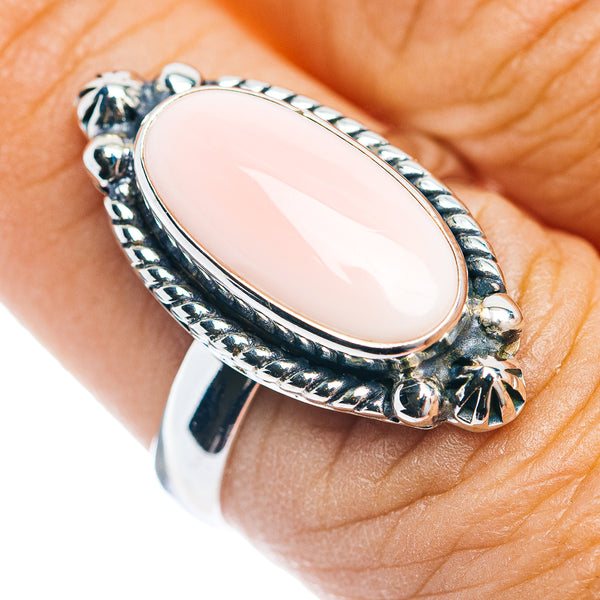 Premium Southwestern Style Pink Queen Conch Shell Ring Size 8 (.925 Sterling Silver)