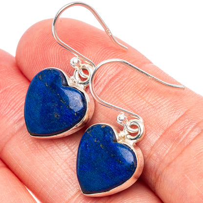 Lapis Lazuli Heart Earrings 1 1/8" (925 Sterling Silver) E1710