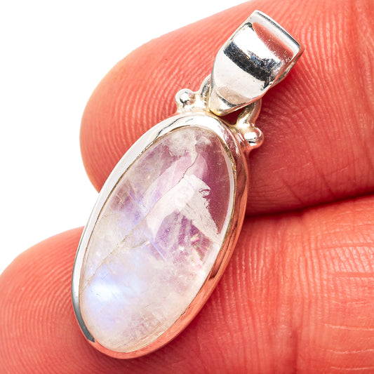 Rainbow Moonstone Pendant 1 1/8" (.925 Sterling Silver)