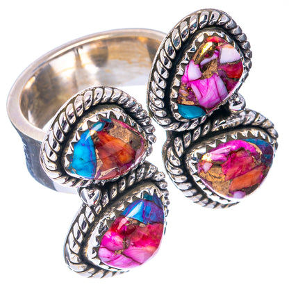 Sterling silver ring with four colorful gemstone ovals and ornate halo details